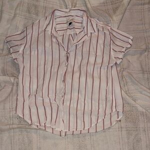 Striped Short Sleeve Button-Up Shirt
